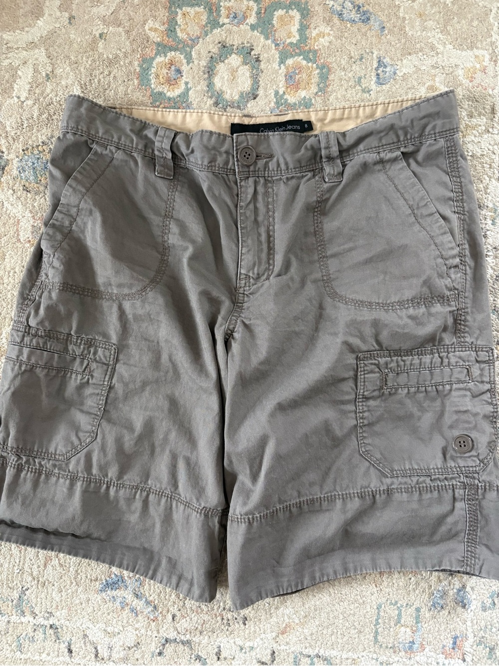 Calvin Klein Khaki Cargo Roll-Up Shorts